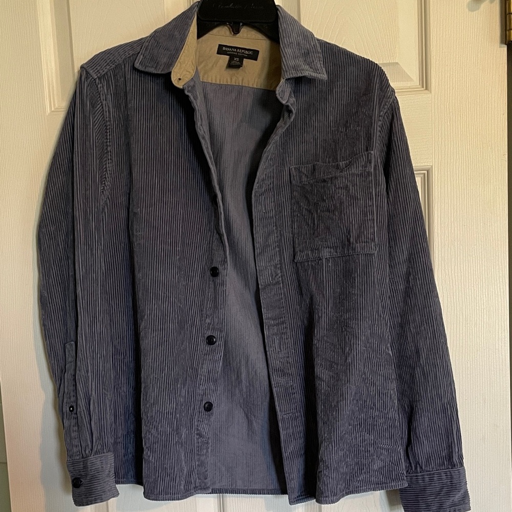 Banana Republic Men's XS organic cotton Corduroy Shirt Jacket in Slate Blue